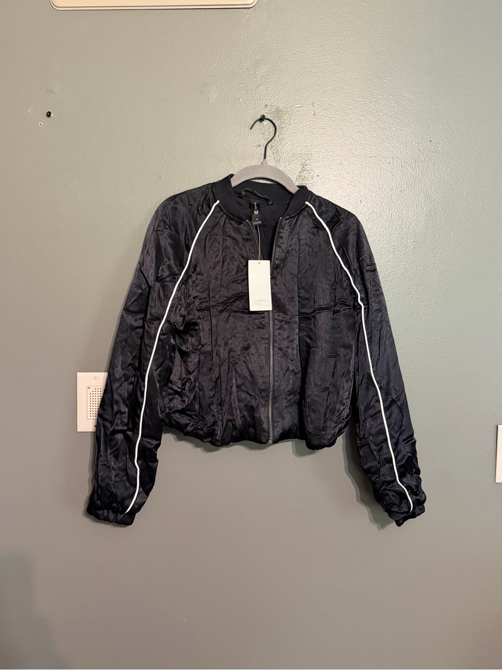 NWT All In Motion Satin Piped Track Jacket Black XS